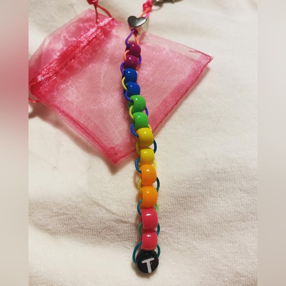 Rainbow Personalized Sacrifice Beads Keychain Charm || Handmade NWT